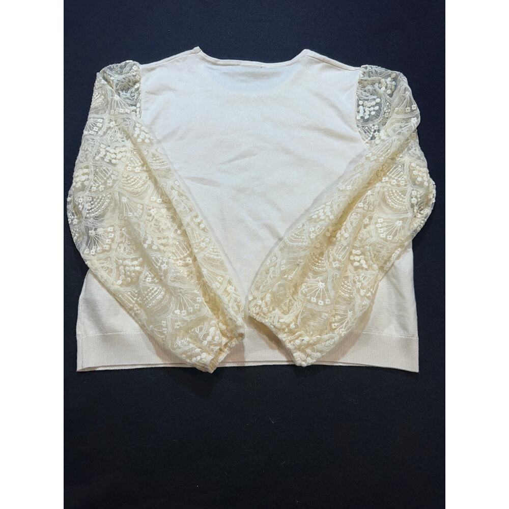 Adrianna Papell XL Ivory Lace Sleeve Sweater Romantic Cottagecore NWT - Picture 8 of 8